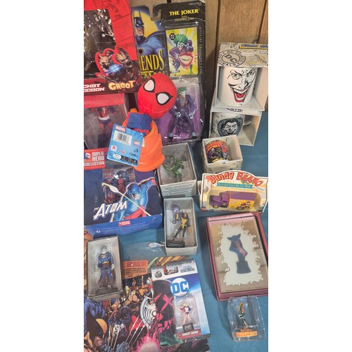 614 - Crate Of Collectables; Marvel Led Figures, Batman Joker Bust, Giant Man Resin Figure and Spider Man ... 