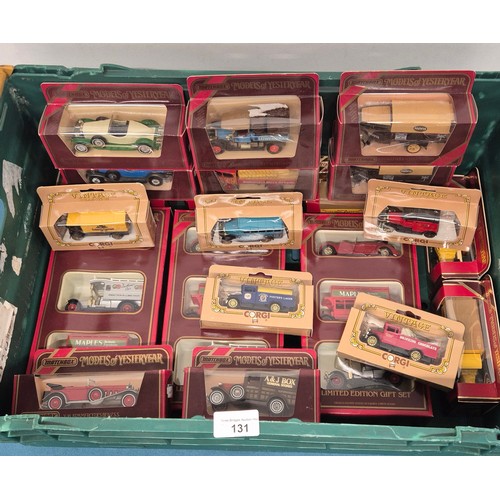 131 - Crate of boxed Matchbox and Corgi vehicles.