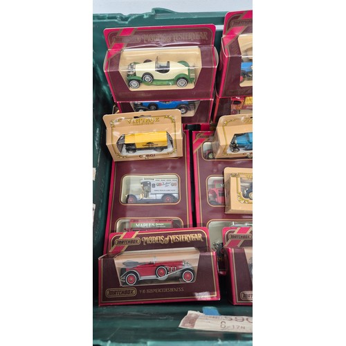 131 - Crate of boxed Matchbox and Corgi vehicles.