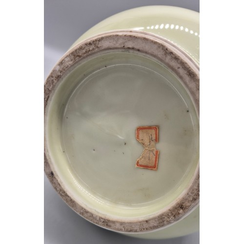 171 - Chinese Celadon Vase with paper stamp to base. 29cm in height.
