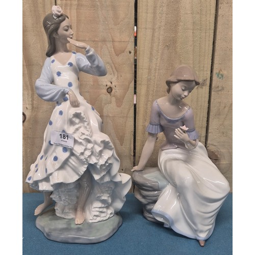 181 - Two large Nao figures; Gypsy dancer figure with a box and Nao Spring Reflections figure with box.