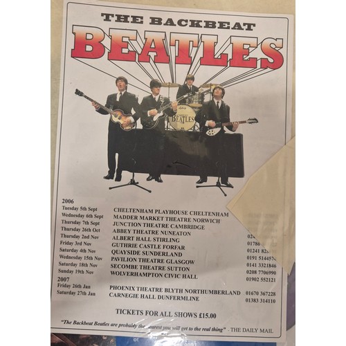 199 - Selection of The Beatles collectables; Framed miniature replicas of guitars and drum, brick fragment... 