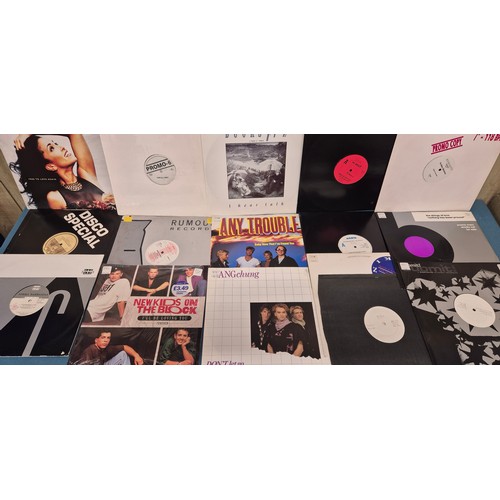 203 - Crate of LP records; The Beatles, David Bowie, Fat Boy, David Grant, Mary Wells and New Kids on the ... 