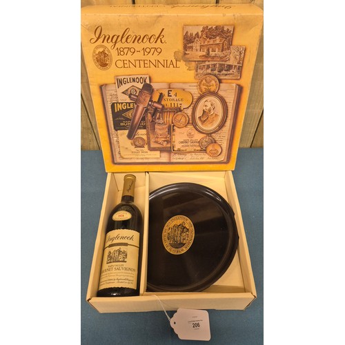 206 - Boxed 1974 Inglenook Estate Bottled Napa Valley Cabernet Sauvignon with serving tray.