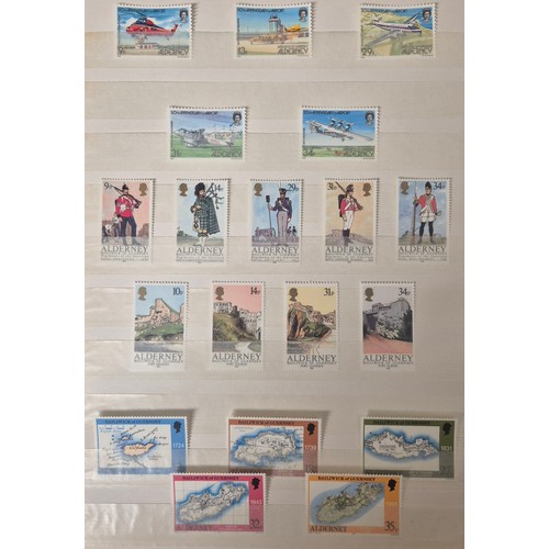 226 - Tray of seven stamp albums containing Guernsey stamps.