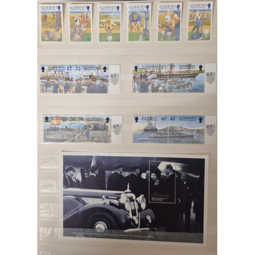 226 - Tray of seven stamp albums containing Guernsey stamps.