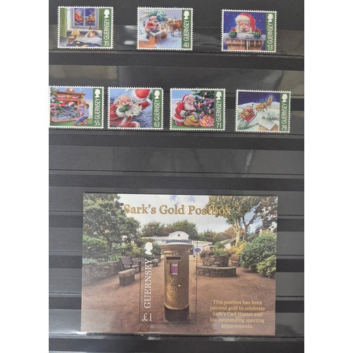 226 - Tray of seven stamp albums containing Guernsey stamps.