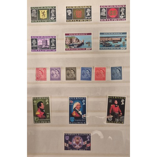 226 - Tray of seven stamp albums containing Guernsey stamps.