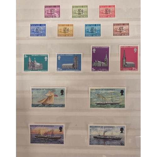 226 - Tray of seven stamp albums containing Guernsey stamps.
