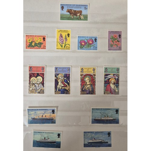 226 - Tray of seven stamp albums containing Guernsey stamps.