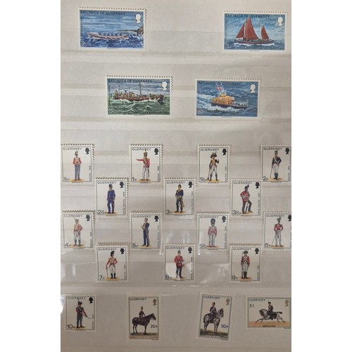 226 - Tray of seven stamp albums containing Guernsey stamps.