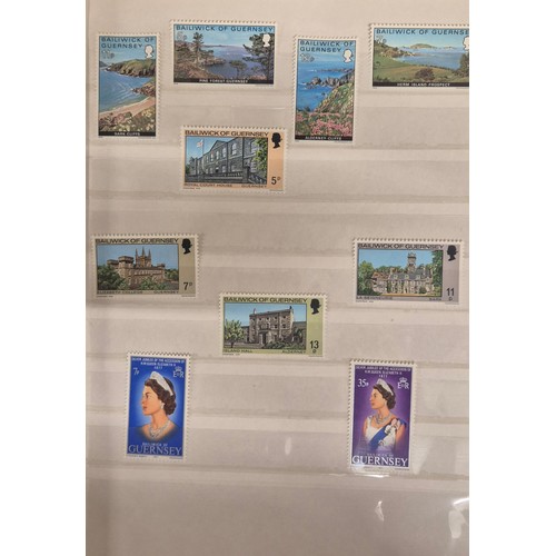 226 - Tray of seven stamp albums containing Guernsey stamps.