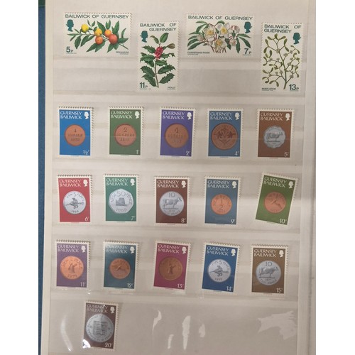 226 - Tray of seven stamp albums containing Guernsey stamps.