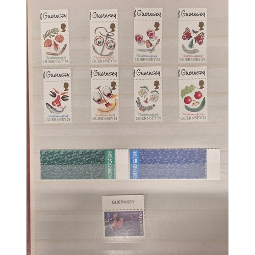 226 - Tray of seven stamp albums containing Guernsey stamps.