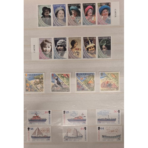 226 - Tray of seven stamp albums containing Guernsey stamps.
