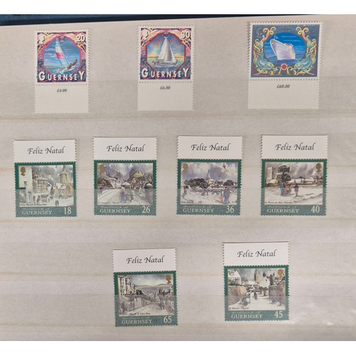 226 - Tray of seven stamp albums containing Guernsey stamps.