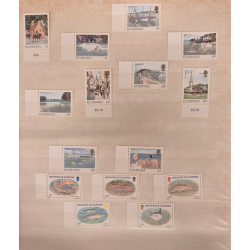 226 - Tray of seven stamp albums containing Guernsey stamps.