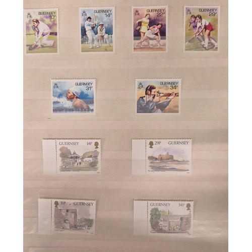 226 - Tray of seven stamp albums containing Guernsey stamps.