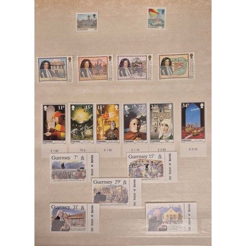 226 - Tray of seven stamp albums containing Guernsey stamps.