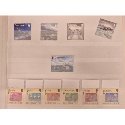 226 - Tray of seven stamp albums containing Guernsey stamps.