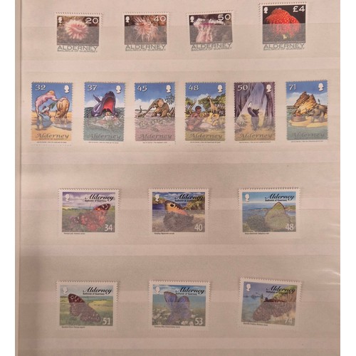 226 - Tray of seven stamp albums containing Guernsey stamps.