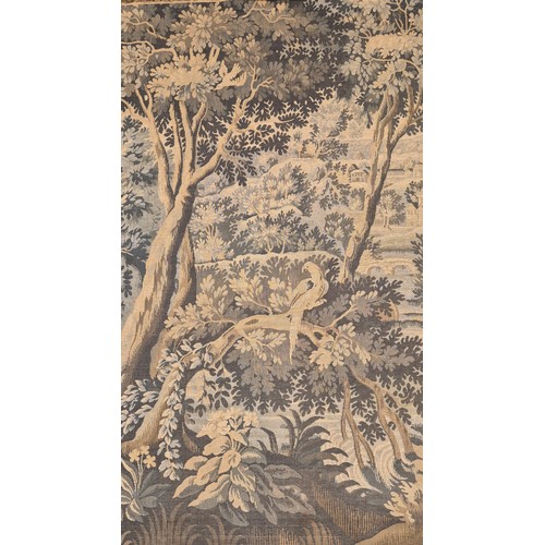 250 - Antique possibly French verdure tapestry depicting natural landscape, trees and birds. 
186cmx129cm