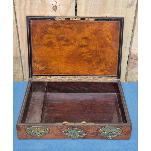 290 - Collection of three Antique Boxes; Inlaid Tea caddy box, 19th century burr walnut Brass bound box & ... 