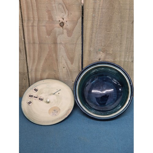 274 - Moorcroft Hibiscus pattern powder Dish. with Original William Moorcroft Label. professionally restor... 