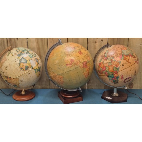 271 - Collection of Three World Vintage Globes. tallest 45.5cm.