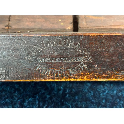 354 - John Taylor of Edinburgh
Two Victorian hall chairs with shield back and raised on turned legs. 91cm ... 