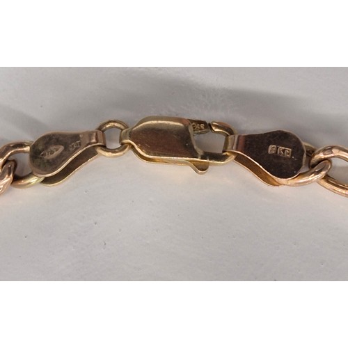 52 - 9ct yellow gold curb necklace. 9.29grams. 50cm length.