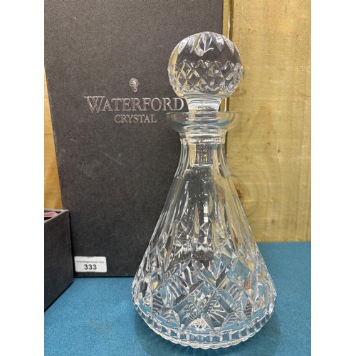 333 - Waterford Crystal Decanter & stopper in original box.