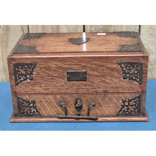 341 - Early 20th century Mah-Jong set with Bamboo and bone play pieces. Fitted within an oak and metal bou... 