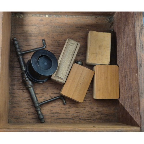 341 - Early 20th century Mah-Jong set with Bamboo and bone play pieces. Fitted within an oak and metal bou... 