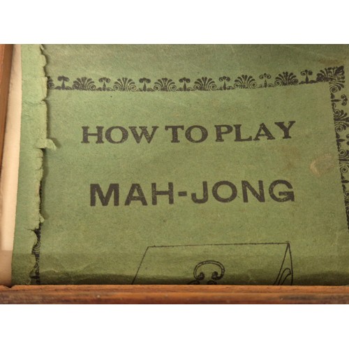 341 - Early 20th century Mah-Jong set with Bamboo and bone play pieces. Fitted within an oak and metal bou... 