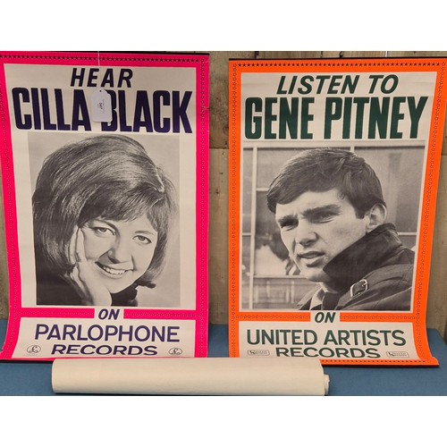 347 - Three vintage posters; Cilla Black, Gene Pitney and an American travel poster.