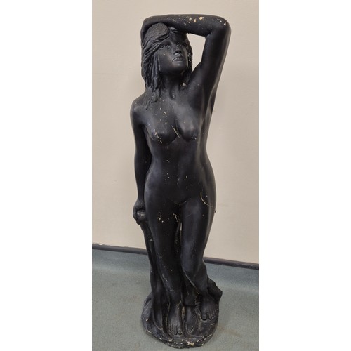 440 - Heavy concrete garden sculpture of a nude lady. 100cm high. Heavy piece.