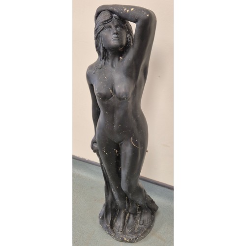 440 - Heavy concrete garden sculpture of a nude lady. 100cm high. Heavy piece.