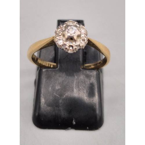 39 - Two 18ct yellow gold and diamond stone rings.- missing one diamond. Together with a 9ct yellow gold ... 