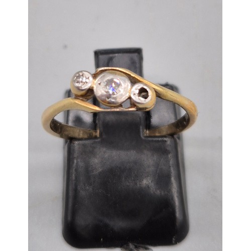 39 - Two 18ct yellow gold and diamond stone rings.- missing one diamond. Together with a 9ct yellow gold ... 