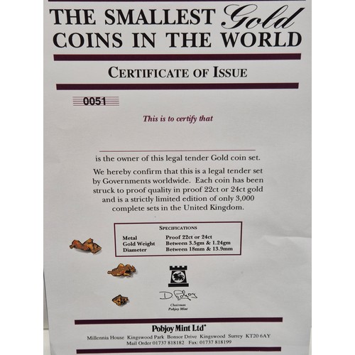 38 - Pobjoy Mint Cased collection of The smallest gold coins in the World. Limited edition 51/3000. Twent... 