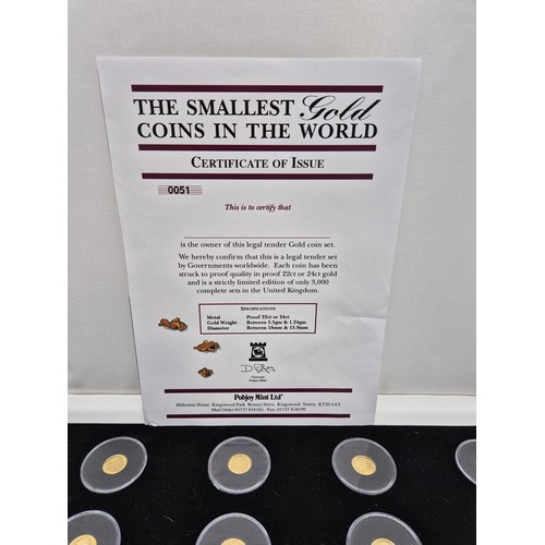 38 - Pobjoy Mint Cased collection of The smallest gold coins in the World. Limited edition 51/3000. Twent... 