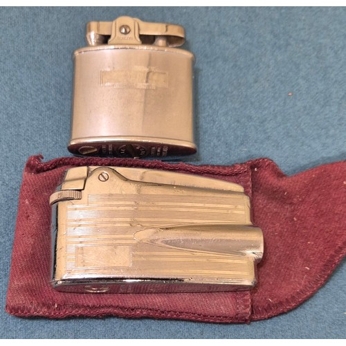 106A - A Tray of collectables; Vintage dressing table set, Ladies compact and three various Ronson Lighters... 