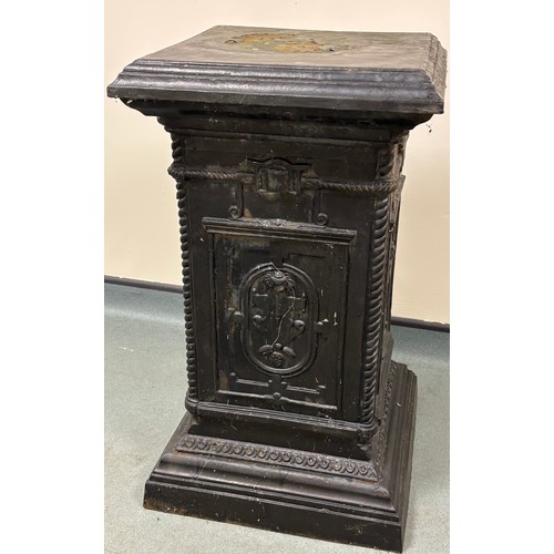 457 - 19th Century Victorian Cast Iron Garden Pedestal. 83x46x46cm.