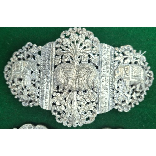 98 - Two Burmese white metal nurses belt buckles.