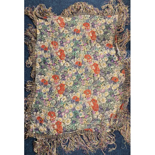 458 - Vintage hand made floral design throw.
