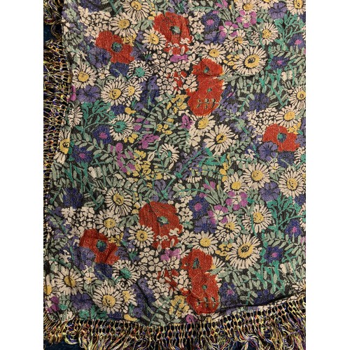 458 - Vintage hand made floral design throw.