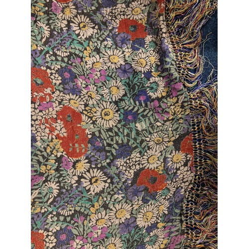 458 - Vintage hand made floral design throw.
