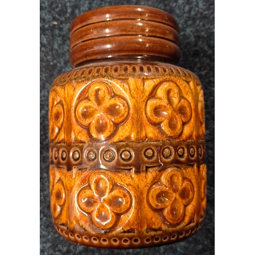 469 - Tray of collectables; Pottery fish design vase, Two West German pottery vases and Chinese vase.