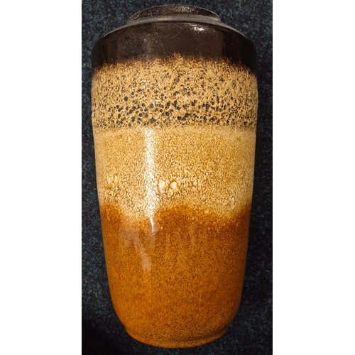 469 - Tray of collectables; Pottery fish design vase, Two West German pottery vases and Chinese vase.